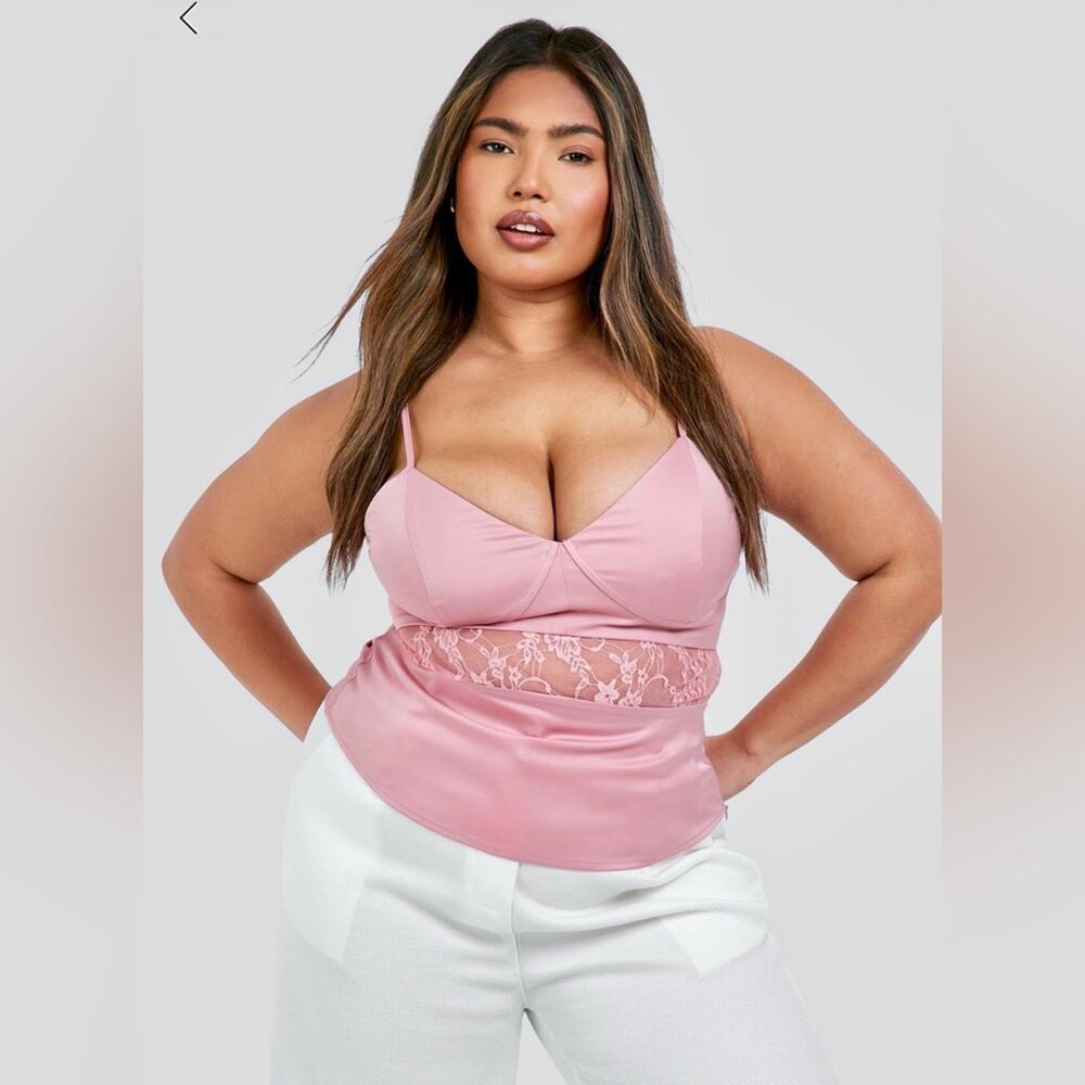 Boohoo lace pink plus cami size 18 xxl - Picture 2 of 4
